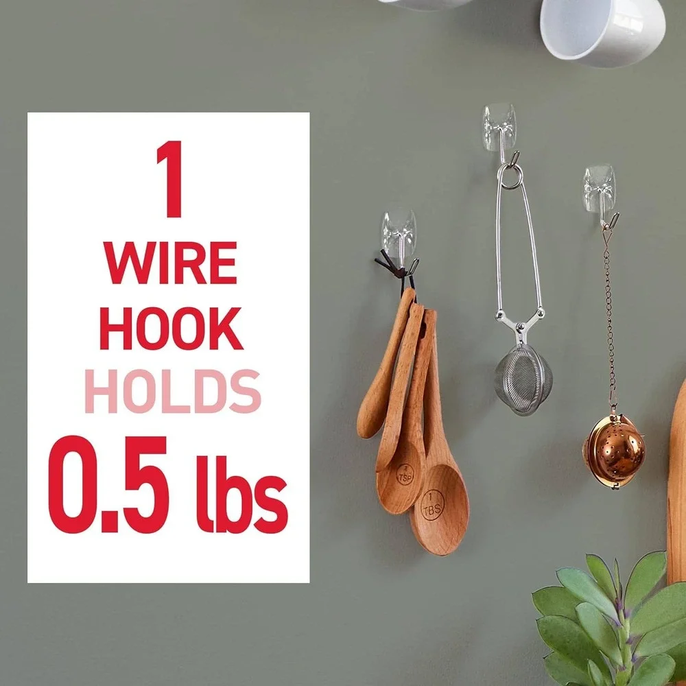 Set of 10 Command Small Clear Wire Toggle Hooks w/ 12 Strips Holds Up to 0.5 lb